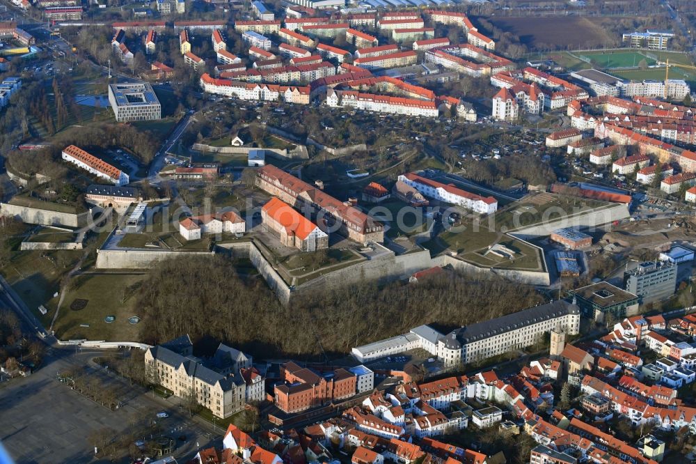 Erfurt from the bird's eye view: Fragments of the fortress Petersberg in the district Zentrum in Erfurt in the state Thuringia, Germany