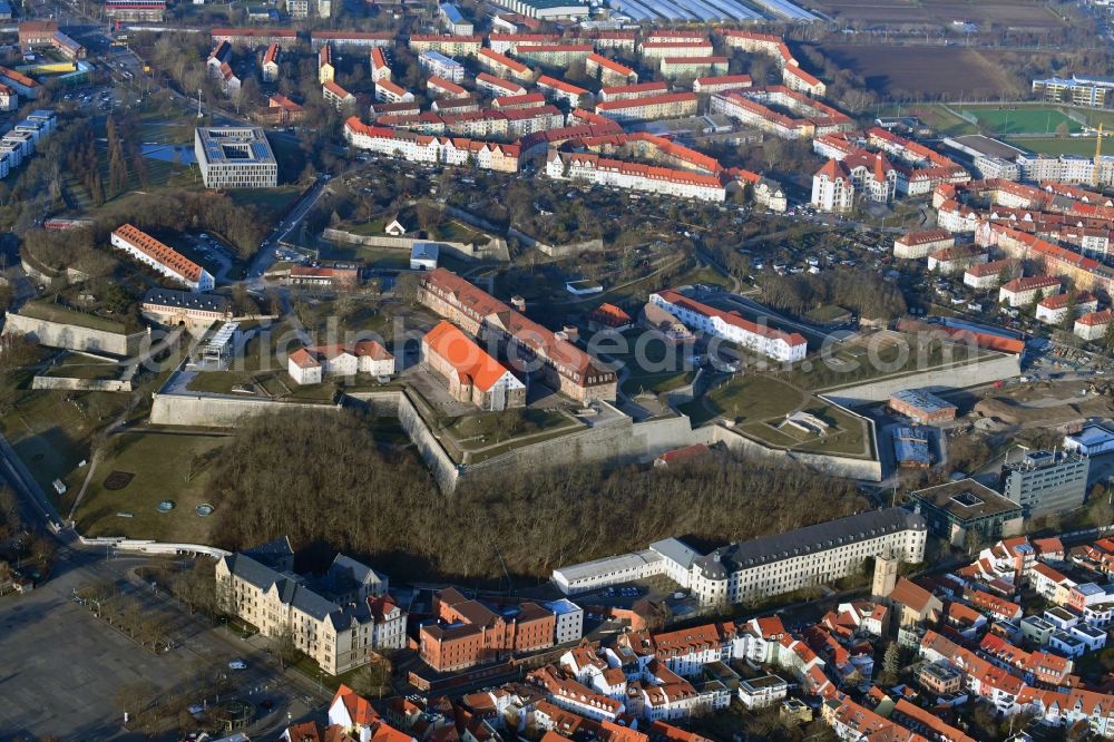 Aerial image Erfurt - Fragments of the fortress Petersberg in the district Zentrum in Erfurt in the state Thuringia, Germany