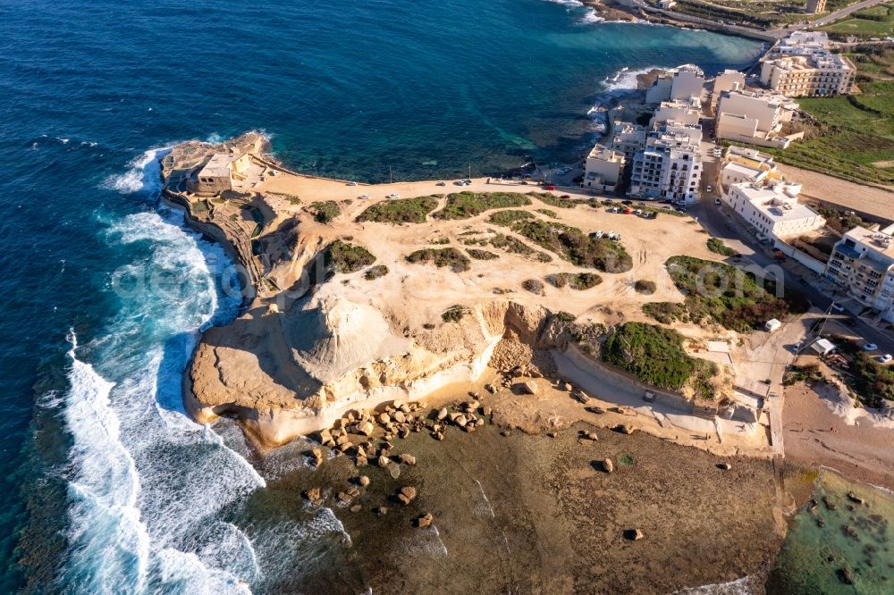 Aerial photograph Marsalforn - Fragments of the fortress Qolla l-Bajda Battery in Marsalforn in Gozo, Malta