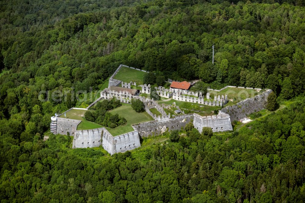 Aerial photograph Schnaittach - Fragments of the fortress Rothenberg in Schnaittach in the state Bavaria, Germany