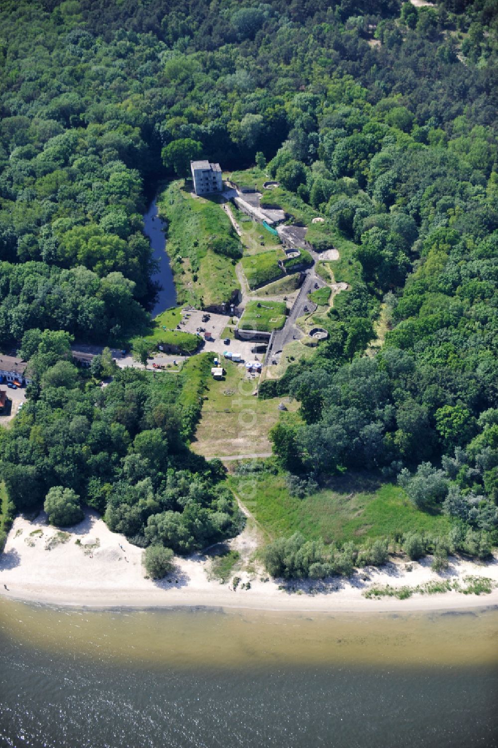 Aerial image Swinemünde - Fragments of the fortress Westbatterie in Swinemuende in West Pomeranian, Poland