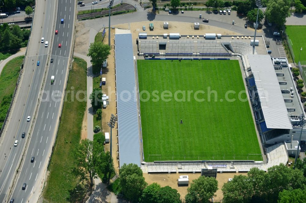 Aerial image Frankfurt am Main - View of the Frankfurter Volksbank Stadium (formerly Stadium on Bornheimer Hang)
