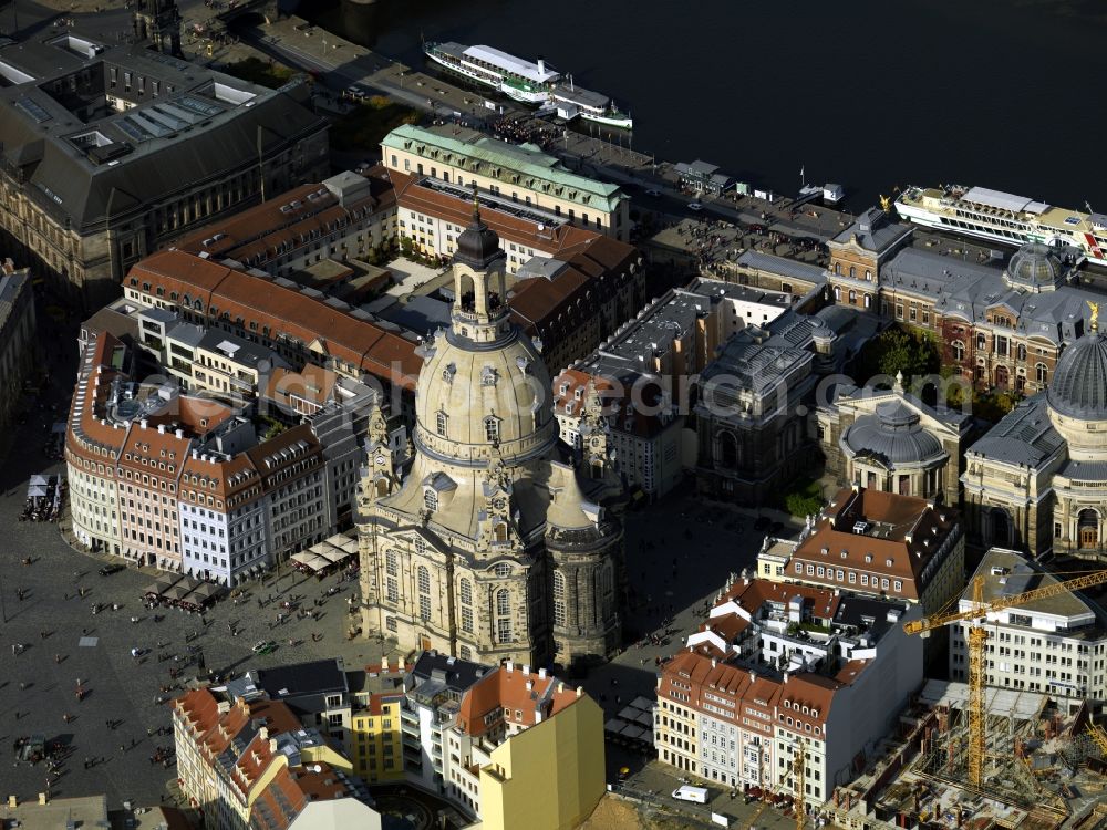 Aerial photograph Dresden - Dresden Frauenkirche in Dresden in Saxony