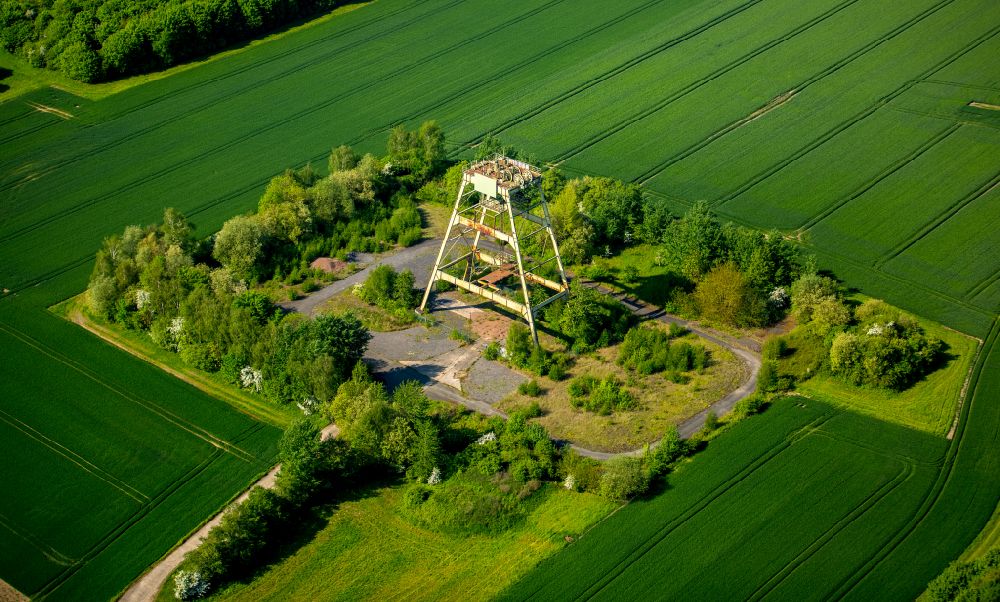 Aerial photograph Herbern - Mining shaft tower Teufgeruest Feld Donar hard coal revier in Herbern in the state North Rhine-Westphalia, Germany