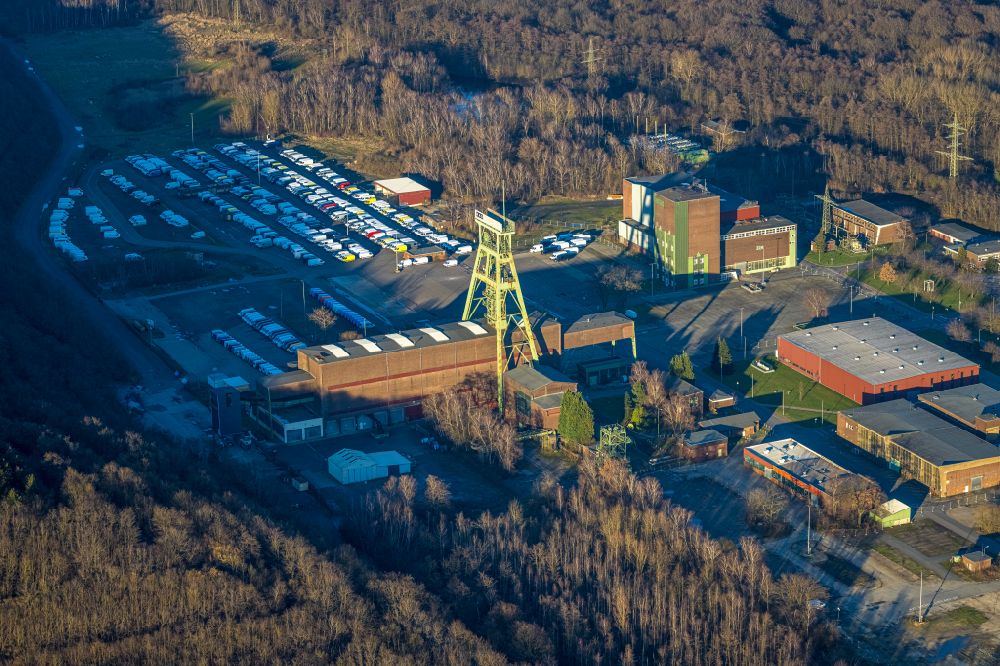 Aerial image Bottrop - Mining shaft tower Prosper-Haniel hard coal revier in Bottrop at Ruhrgebiet in the state North Rhine-Westphalia, Germany