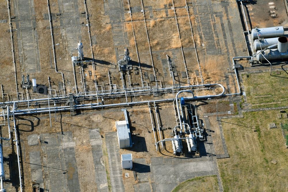 Rohrberg from the bird's eye view: Conveyor probes - Station for gas production on Bahnhofstrasse in Rohrberg in the state Saxony-Anhalt, Germany