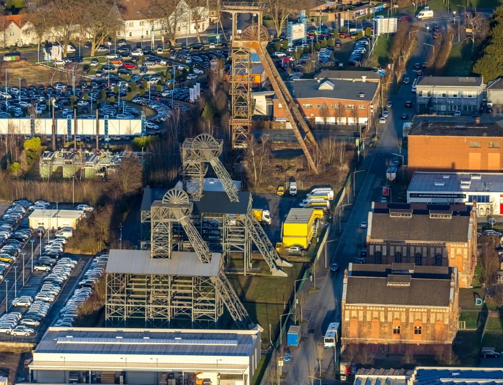 Aerial image Hamm - Headframe and mining towers on site of the former mining pit Radbod in the district of Bockum-Hoevel in Hamm in the state of North Rhine-Westphalia