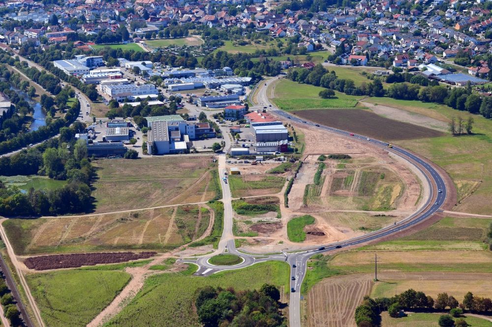 Lörrach from the bird's eye view: Open landscape and construction works of the new hospital of the administrative district Loerrach in the district Hauingen in Loerrach in the state Baden-Wurttemberg, Germany