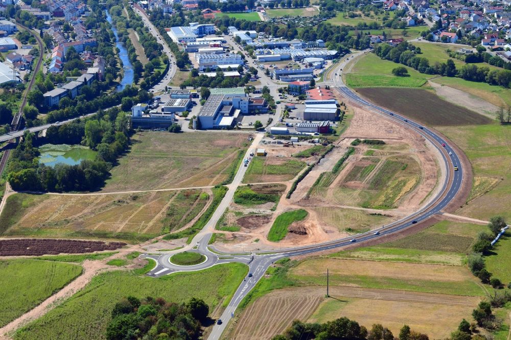 Lörrach from the bird's eye view: Open landscape and construction works of the new hospital of the administrative district Loerrach in the district Hauingen in Loerrach in the state Baden-Wurttemberg, Germany