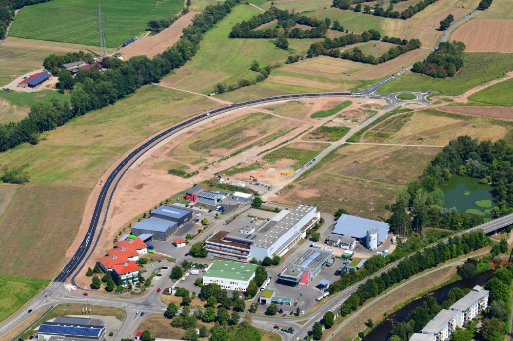 Aerial image Lörrach - Open landscape and construction works of the new hospital of the administrative district Loerrach in the district Hauingen in Loerrach in the state Baden-Wurttemberg, Germany
