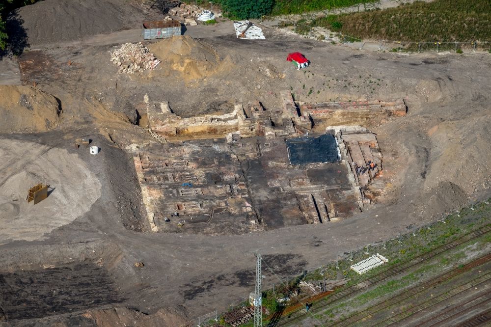 Aerial image Witten - Exposure of archaeological sites on the site of Drei Koenige by the Gesellschaft fuer Archaeologische Baugrund-Sanierung mbH in Witten in the state of North Rhine-Westphalia, Germany