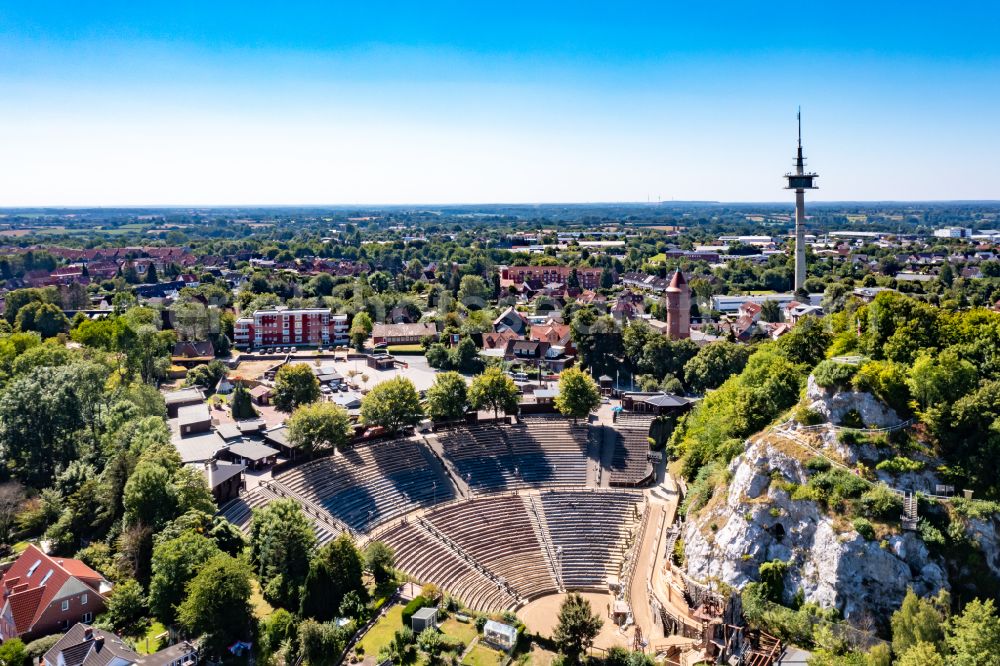 Bad Segeberg from above - Open-air stage of the Karl-May-Spiele in Bad Segeberg in the state Schleswig-Holstein