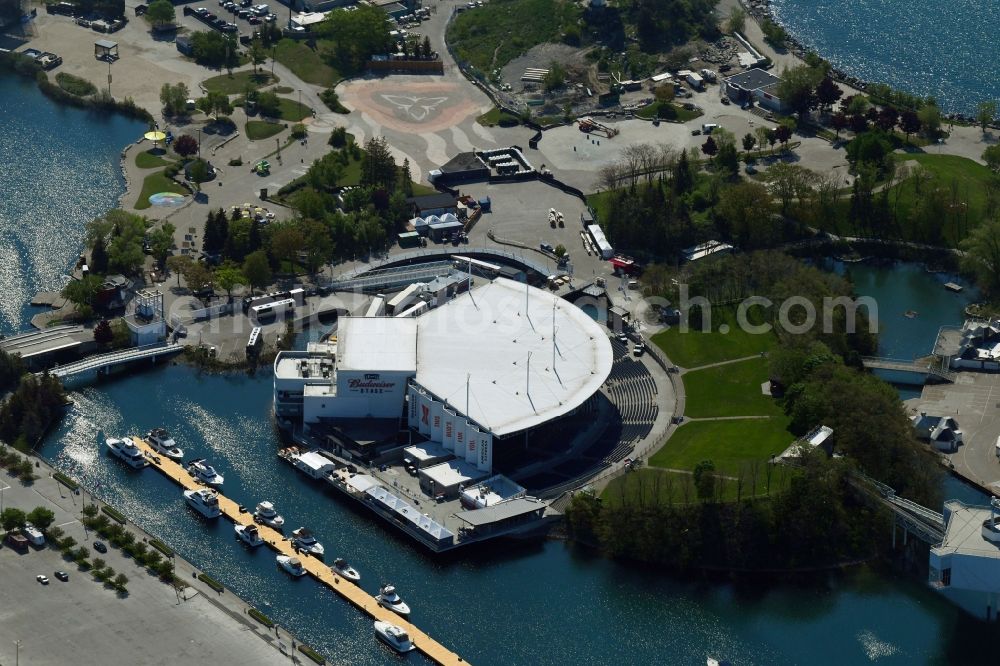 Toronto from above - Construction of the building of the open-air theater Budweiser Stage on Lake Shore Boulevard in Toronto in Ontario, Canada