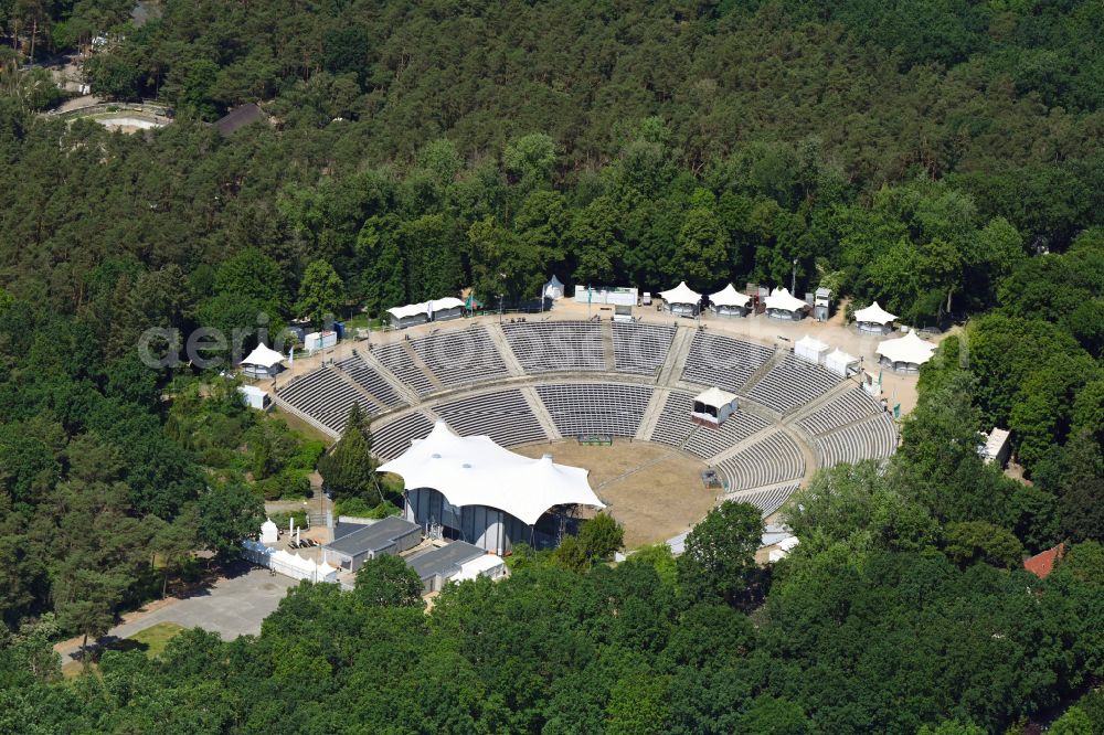 Aerial image Berlin - Construction of the building of the open-air theater Kindl-Buehne Wuhlheide on street An der Wuhlheide in Berlin in Germany