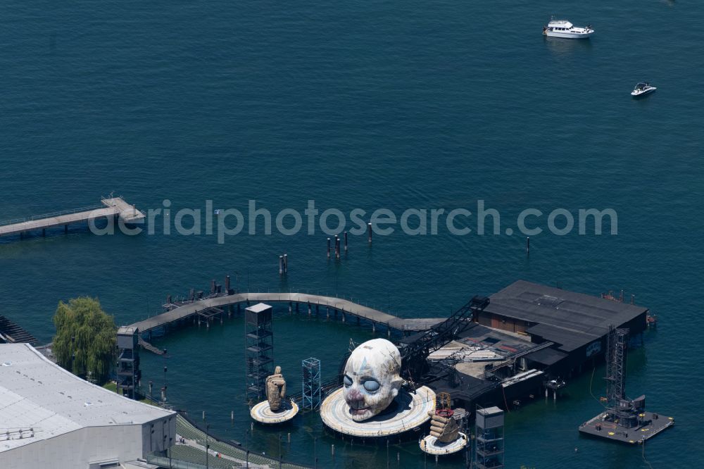 Bregenz from above - Construction of the building of the open-air theater Seebuehne Bregenz in Bregenz at Bodensee in Vorarlberg, Austria