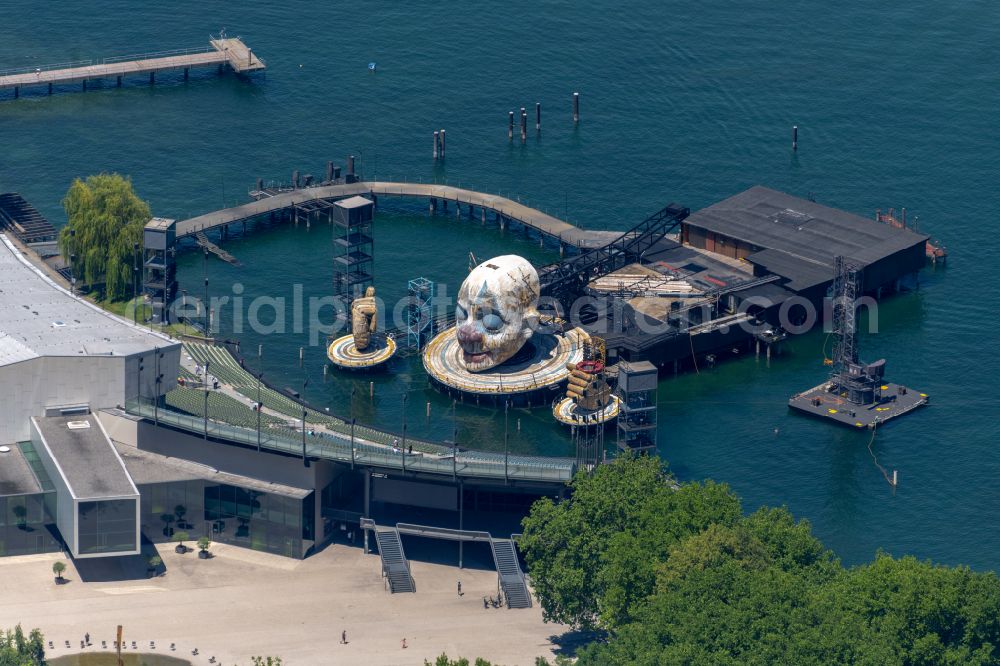 Aerial photograph Bregenz - Construction of the building of the open-air theater Seebuehne Bregenz in Bregenz at Bodensee in Vorarlberg, Austria
