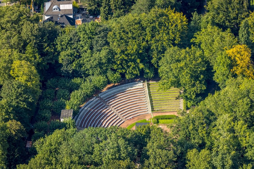 Wattenscheid from the bird's eye view: Construction of the building of the open-air theater in Stadtgarten Wattenscheid in Wattenscheid in the state North Rhine-Westphalia, Germany