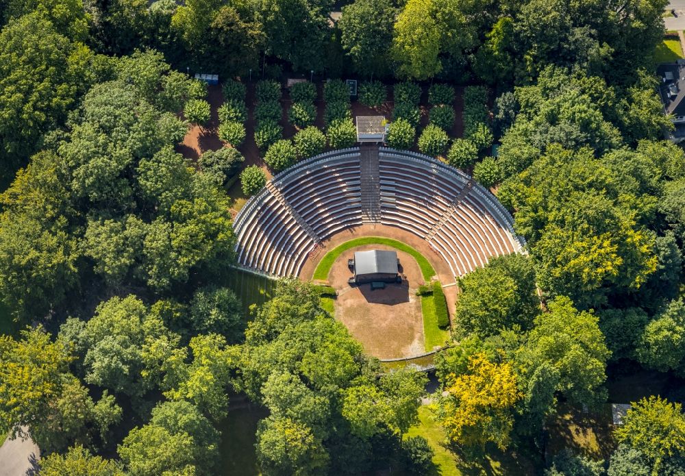 Aerial photograph Wattenscheid - Construction of the building of the open-air theater in Stadtgarten Wattenscheid in Wattenscheid in the state North Rhine-Westphalia, Germany