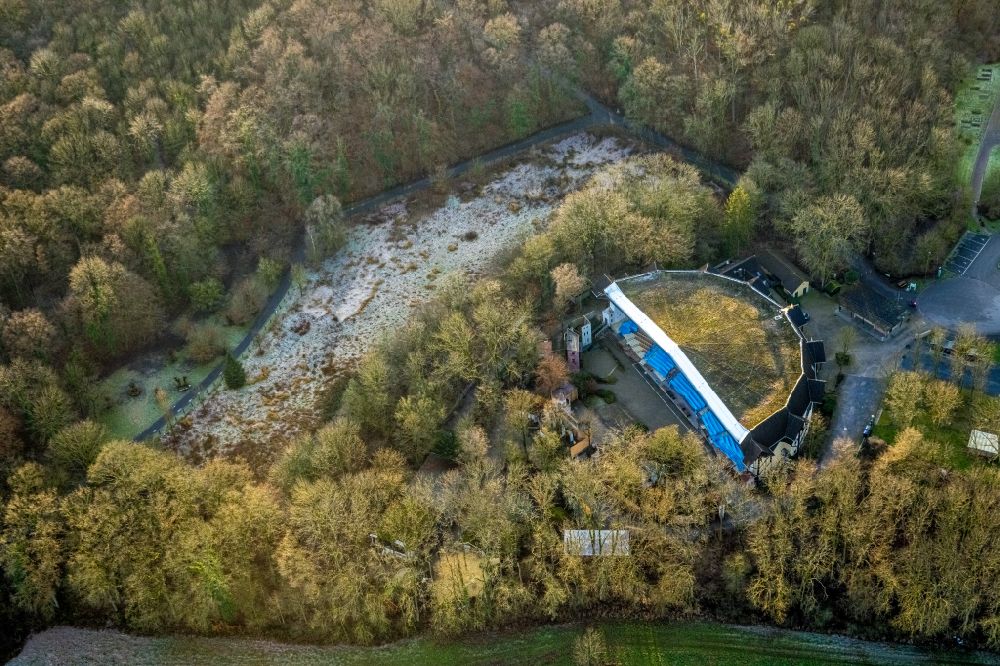 Aerial photograph Hamm - Construction of the building of the open-air theater Waldbuehne Heessen on Gebrueder-Funke-Weg in Hamm in the state North Rhine-Westphalia, Germany