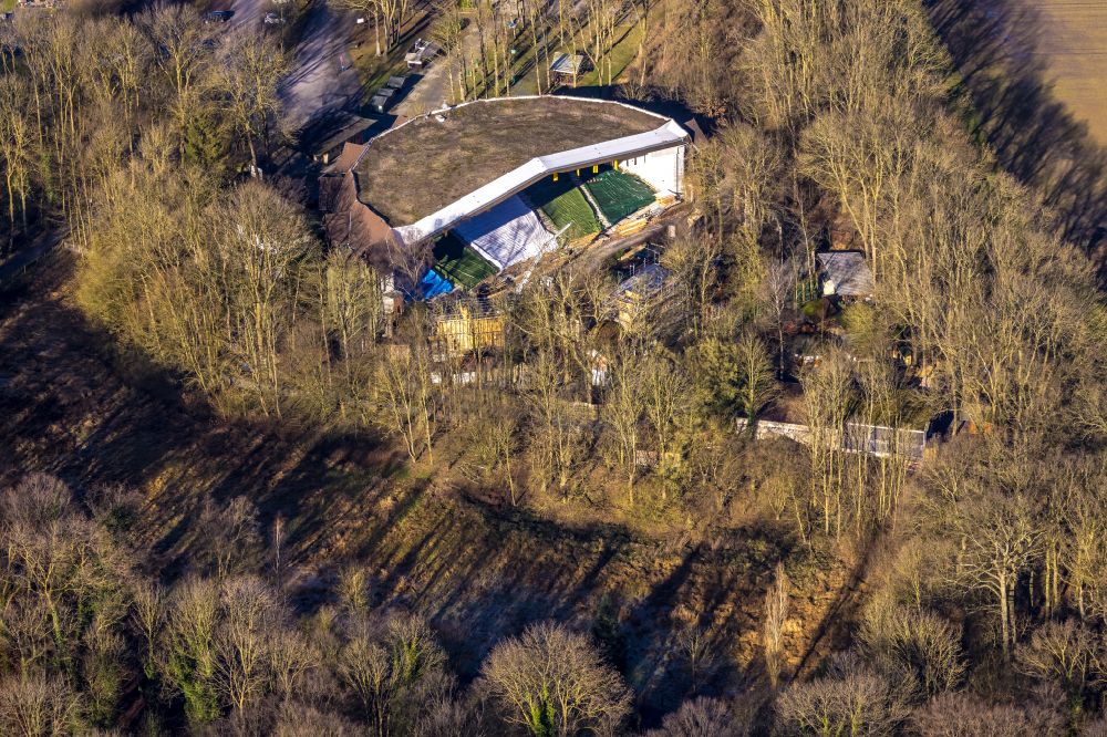 Hamm from above - Construction of the building of the open-air theater Waldbuehne Heessen on Gebrueder-Funke-Weg in Hamm in the state North Rhine-Westphalia, Germany