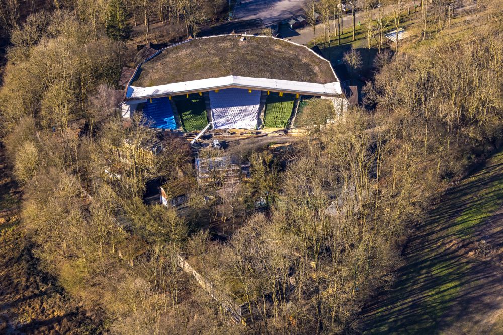 Aerial image Hamm - Construction of the building of the open-air theater Waldbuehne Heessen on Gebrueder-Funke-Weg in Hamm in the state North Rhine-Westphalia, Germany