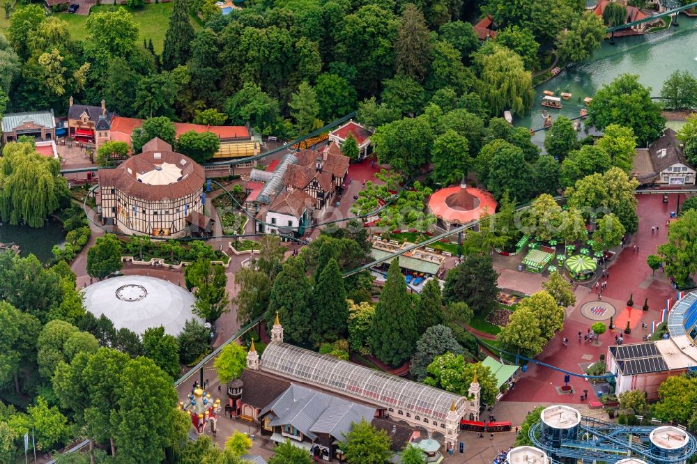 Rust from the bird's eye view: Funpark Europa Park in Rust in the state Baden-Wuerttemberg, Germany