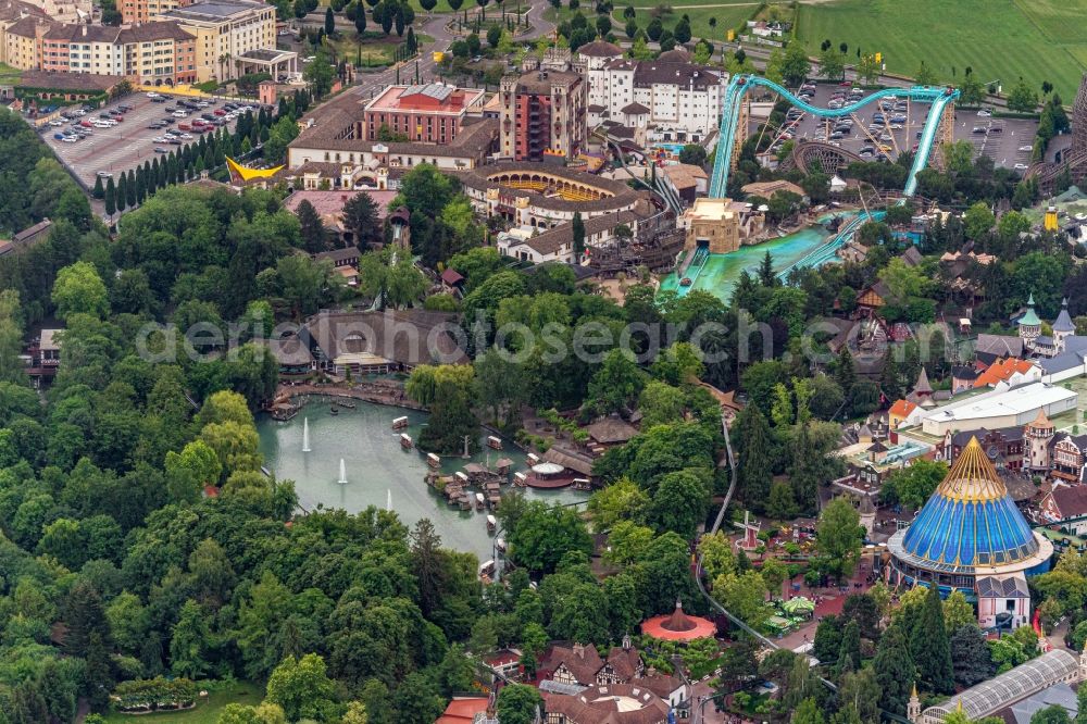 Rust from the bird's eye view: Funpark Europa Park in Rust in the state Baden-Wuerttemberg, Germany