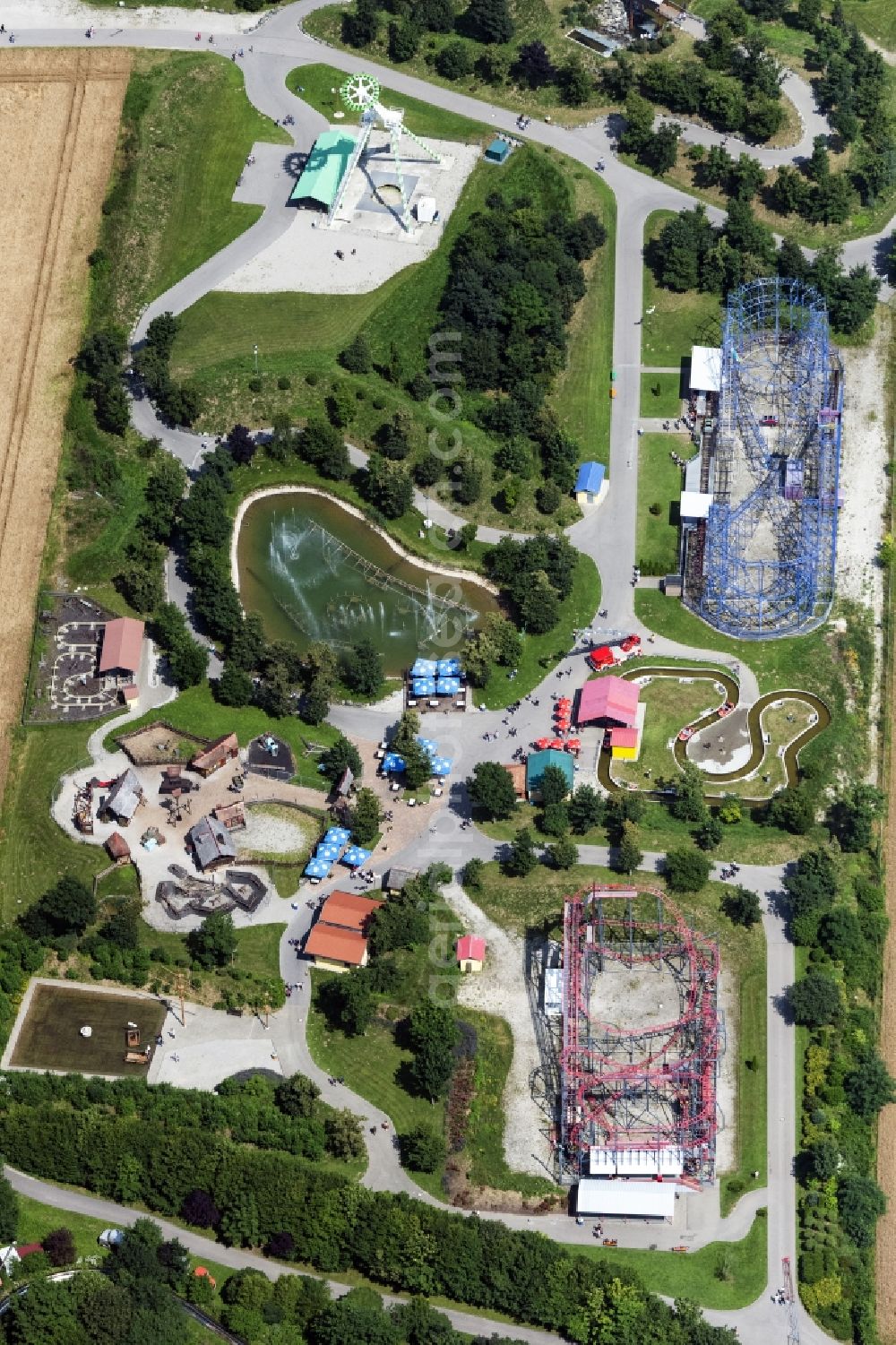 Bad Wörishofen from above - Leisure Centre - Amusement Park Allgaeu Skyline Park in Bad Woerishofen in the state Bavaria, Germany