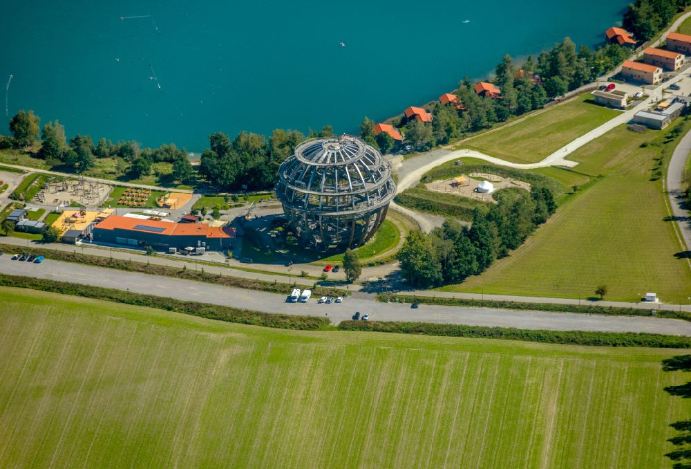 Aerial photograph Steinberg am See - Leisure Centre - Amusement Park Erlebnisholzkugel in Steinberg am See in the state Bavaria, Germany