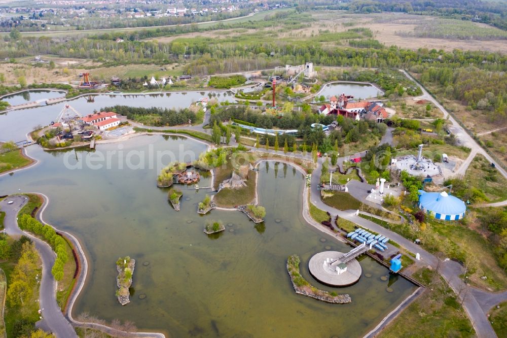 Aerial image Leipzig - Leisure Centre - Amusement park BELANTIS in Leipzig in the state Saxony, Germany