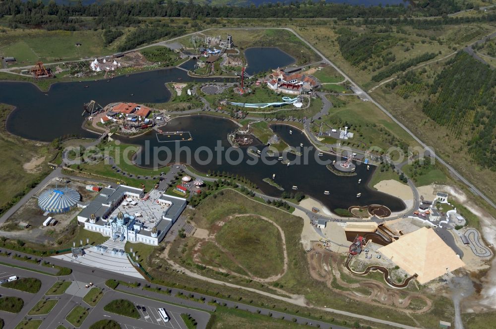Leipzig from the bird's eye view: Leisure Centre - Amusement park BELANTIS in Leipzig in the state Saxony, Germany