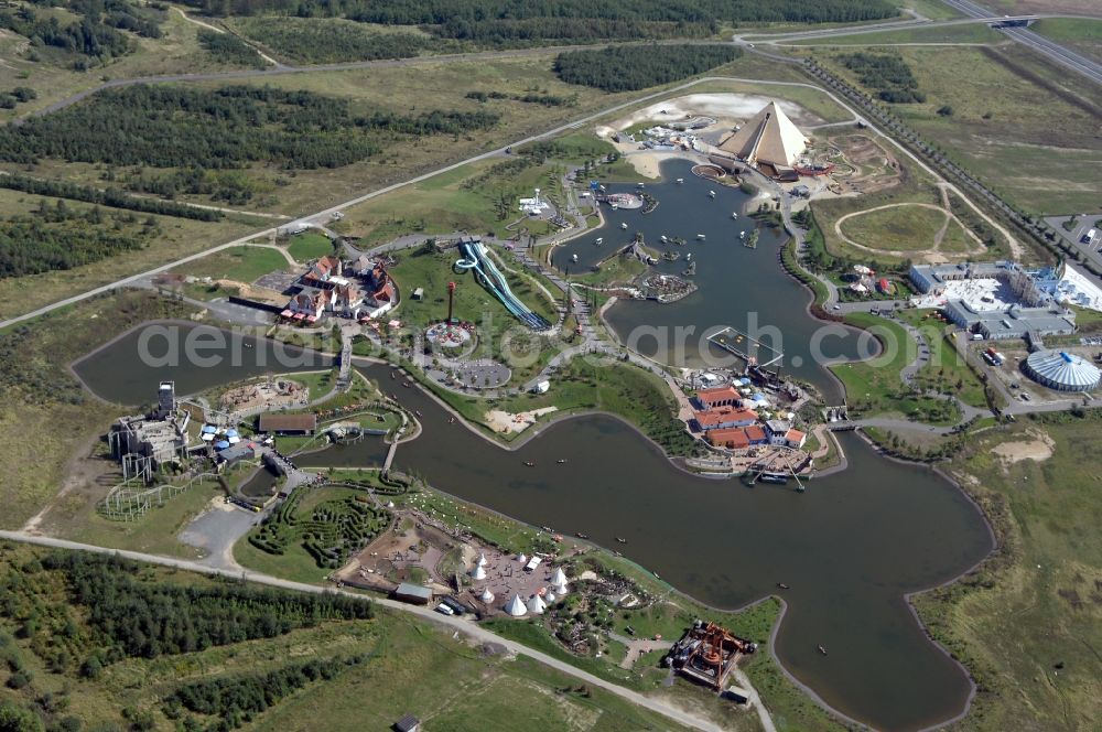 Leipzig from above - Leisure Centre - Amusement park BELANTIS in Leipzig in the state Saxony, Germany