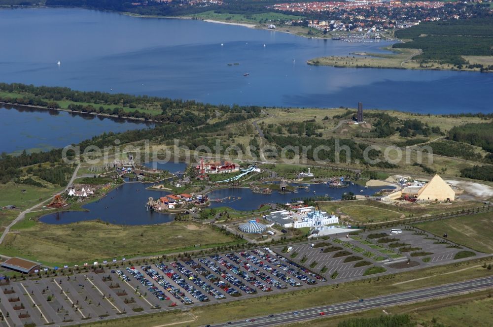 Leipzig from the bird's eye view: Leisure Centre - Amusement park BELANTIS in Leipzig in the state Saxony, Germany