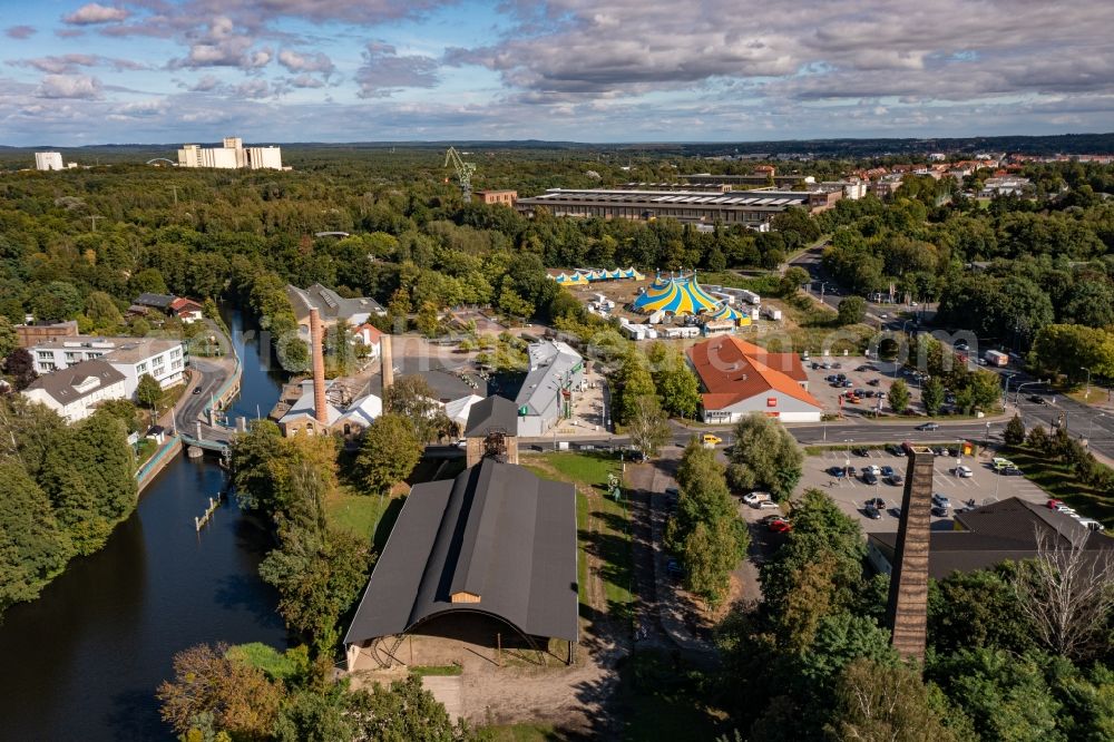 Finow from above - Leisure Centre - Amusement Park Familiengarten on the site of former VEB Walzwerk Finow Altwerk in Finow in the state Brandenburg