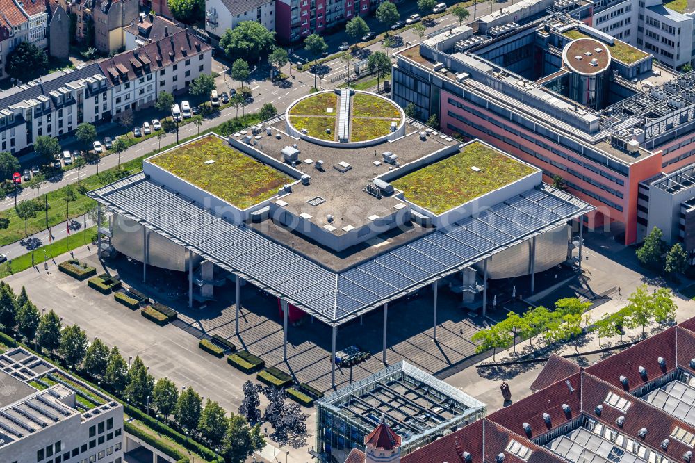 Aerial photograph Karlsruhe - Building of the cinema - movie theater Filmpalast on ZKM on street Brauerstrasse in Karlsruhe in the state Baden-Wuerttemberg, Germany