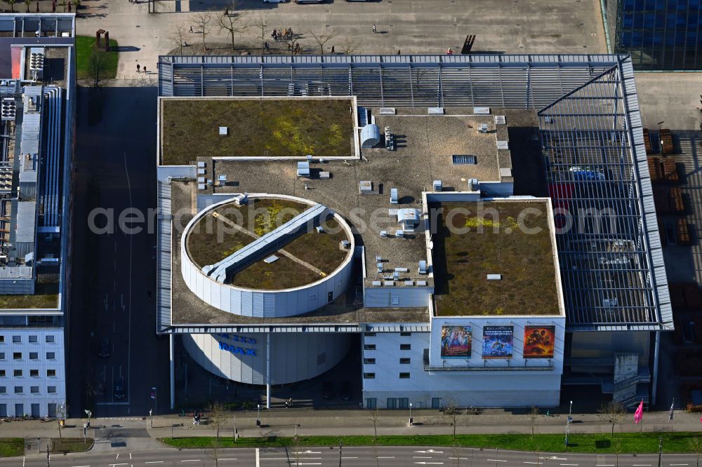 Aerial photograph Karlsruhe - Building of the cinema - movie theater Filmpalast on ZKM on street Brauerstrasse in Karlsruhe in the state Baden-Wuerttemberg, Germany