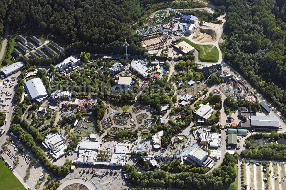 Günzburg from above - Leisure Centre - Amusement Park Legoland in Guenzburg in the state Bavaria, Germany