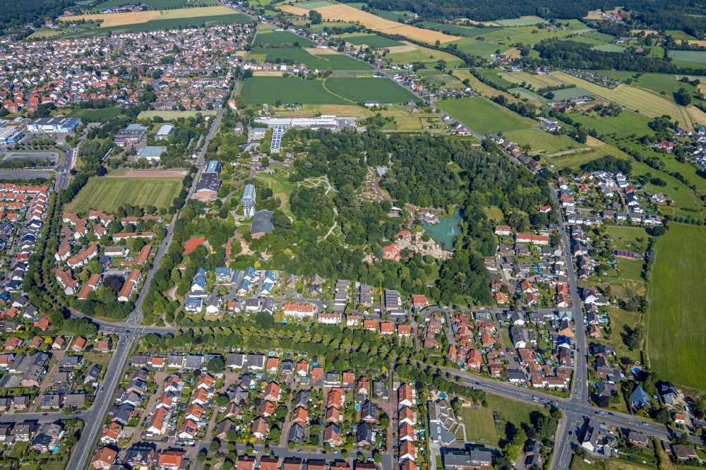 Hamm from the bird's eye view: Leisure Centre - Amusement Park of Maximilianpark Hamm GmbH in Hamm in the state North Rhine-Westphalia, Germany