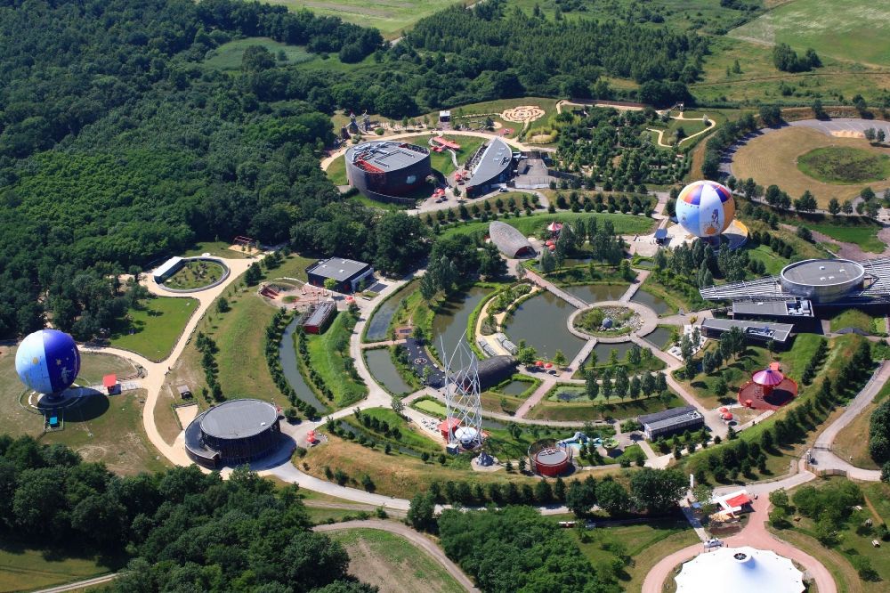 Aerial image Ungersheim - Leisure Centre - Amusement park Park of the Little Prince in Ungersheim in France is dedicated as theme park to Antoine de Saint Exupery