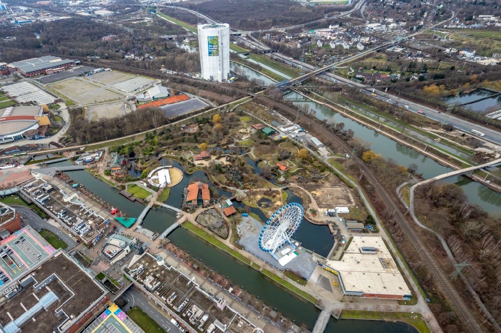 Aerial photograph Oberhausen - Leisure Centre - Amusement Park with the ferris wheel and cinema at the shopping mall CentrO on CentrO-Promenade in Oberhausen in the state North Rhine-Westphalia, Germany