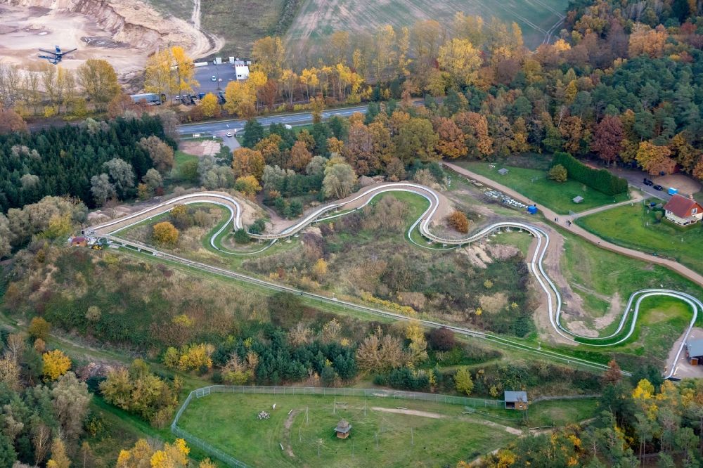 Aerial image Malchow - Sport- and Leisure Centre of toboggan run in Malchow in the state Mecklenburg - Western Pomerania, Germany