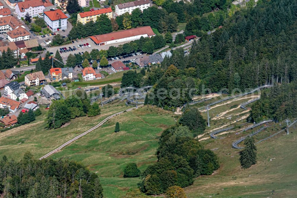 Aerial photograph Todtnau - Sport- and Leisure Centre of toboggan run Sommerrodelbahn in Todtnau in the state Baden-Wurttemberg, Germany