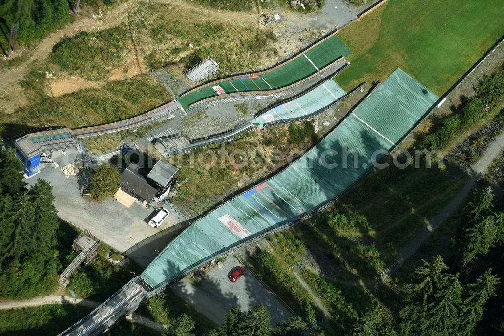 Bischofsgrün from above - Leisure Centre - Amusement Park of the ski jumping facility in Bischofsgruen in the state Bavaria