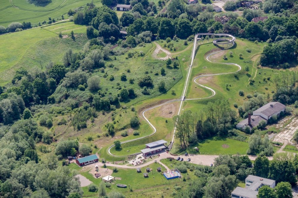 Aerial image Bad Doberan - Sport- and Leisure Centre of toboggan run in Bad Doberan in the state Mecklenburg - Western Pomerania, Germany