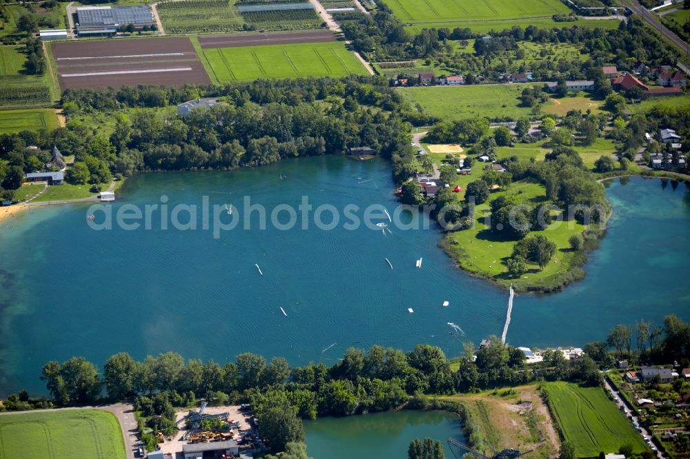Aerial image Erfurt - Leisure center of water skiing - racetrack in Erfurt in the state Thuringia, Germany
