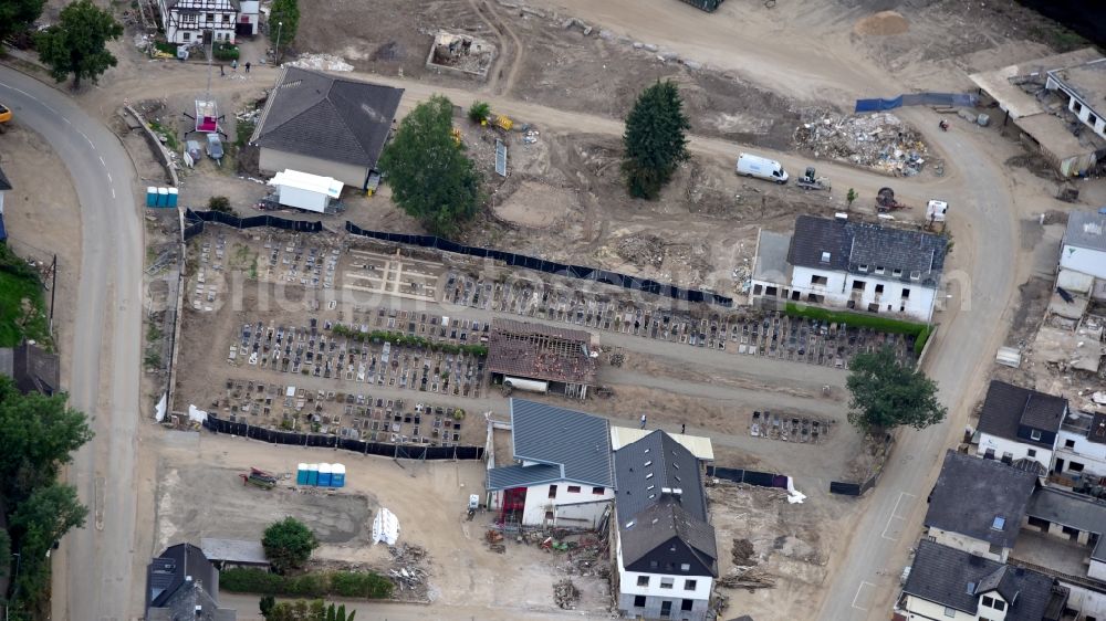 Altenahr from the bird's eye view: Graveyard in Altenahr after the flood disaster in the Ahr valley this year in the state Rhineland-Palatinate, Germany
