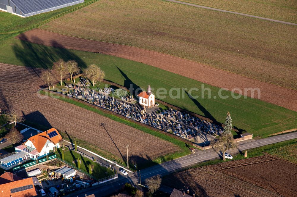 Salmbach from above - Graveyard and chapel in Salmbach in Grand Est, France
