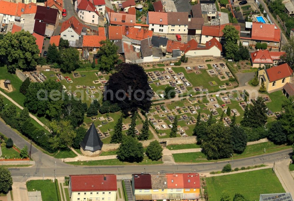 Kindelbrück from above - Is the cemetery of Kindelbrueck in the state of Thuringia in Froemmstedter street just behind the historic city walls