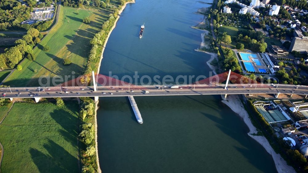 Aerial image Bonn - Friedrich-Ebert-Bruecke over the rhine river in Bonn in the state North Rhine-Westphalia, Germany