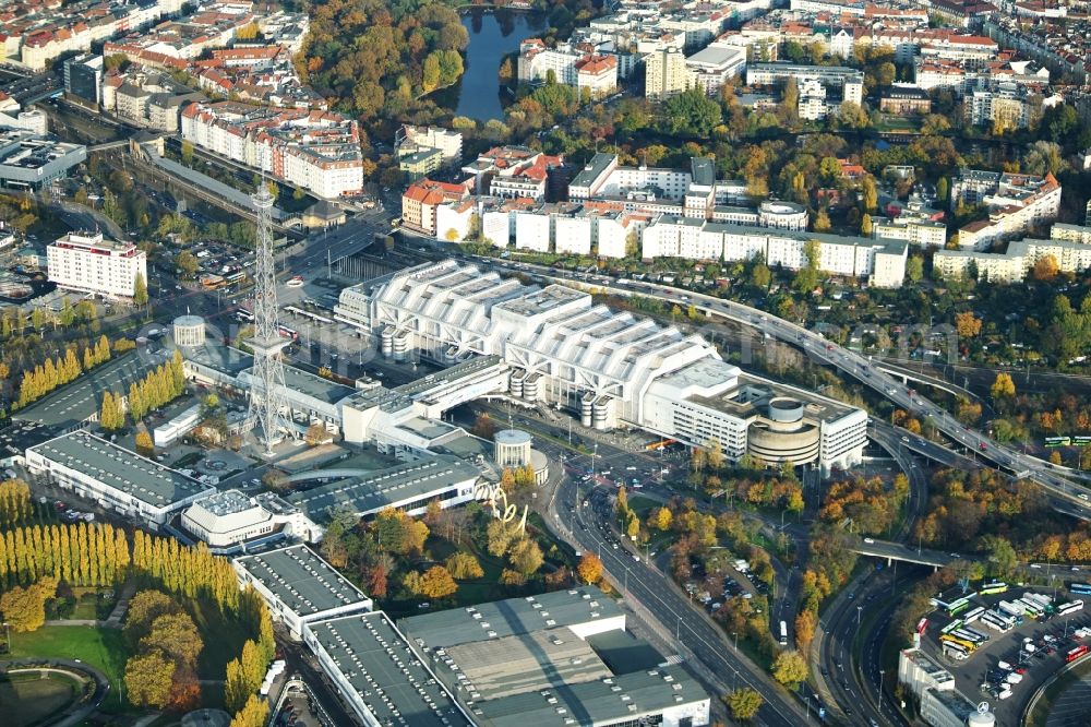Aerial image Berlin - Radio tower and fairgrounds ICC congress center in the district of Charlottenburg in Berlin